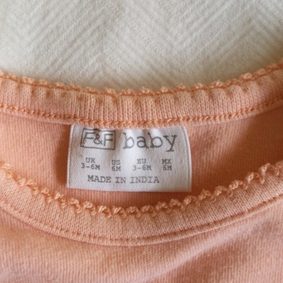 F&F baby basic peach short sleeve bodysuit diaper shirt 3-6 months baby girl - Picture 4 of 6